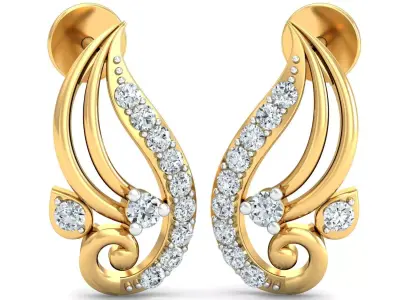Solitaire Women Diamond Earring 3dm STL OBJ FBX Render Details 3D print model