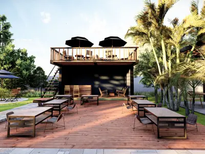 Restaurant Street Food Wood Fire Complex 3D model