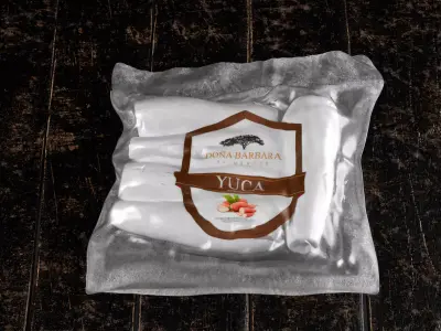 yucca bag of cheese on wooden table 3D model