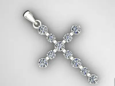 beautiful and graceful cross with diamonds 3D print model