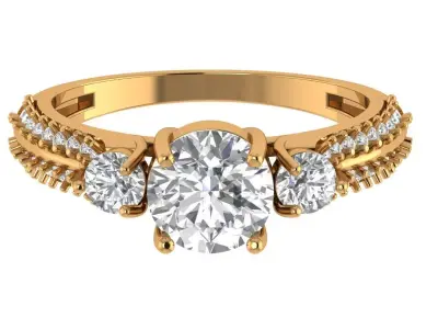 Solitaire Ring 3D print model 13