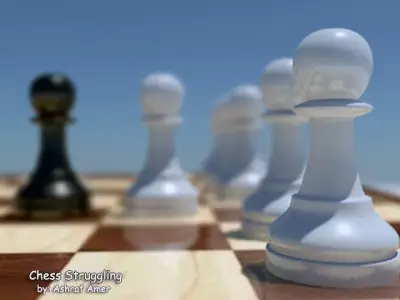 Chess-Pawn chess pieces on chess board 3D model