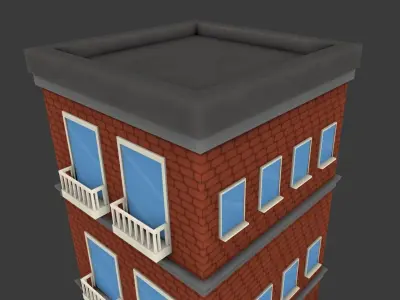 Cartoon Stylized Building Low-poly 3D model