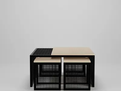 Coffee Table Set 100 x 100 x 50  Low-poly 3D model