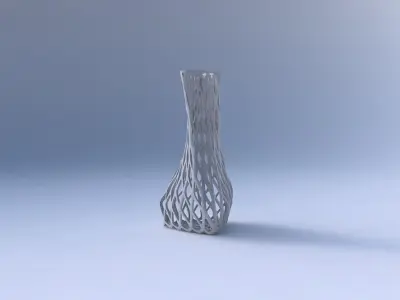 Vase twist puffy triangle with diagonal grid lattice 3D print model