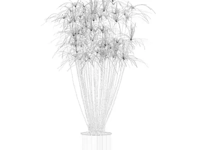 Cyperus papyrus in modern flower pot 3D model