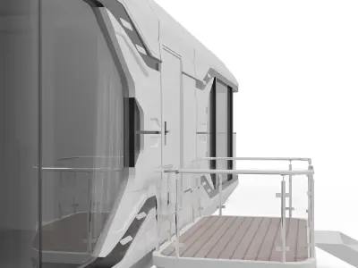 Capsule Modular Two-Room House Low-poly 3D model