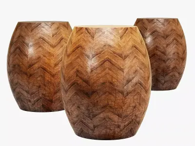 Rouge decor banana bark drum stool 3D model