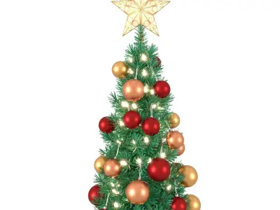Christmas Tree 6 feet with Balls and Lights 3D model