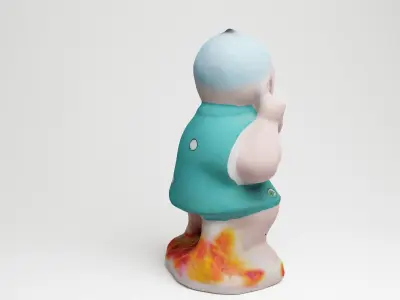 Chinese Ceramic Figure holding a flag 3d scan 3D model