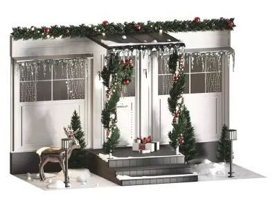 New Years decoration of the building entrance 3D model