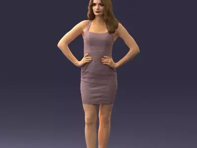 000160 Woman in Tight Dress Confident Pose Character 0714 3dp 3D print model