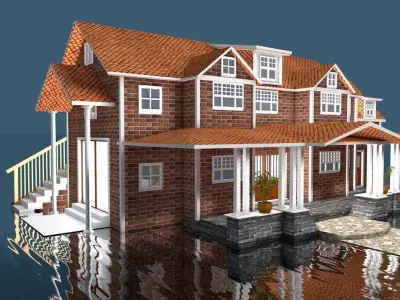house 5 floating in water Low-poly 3D model