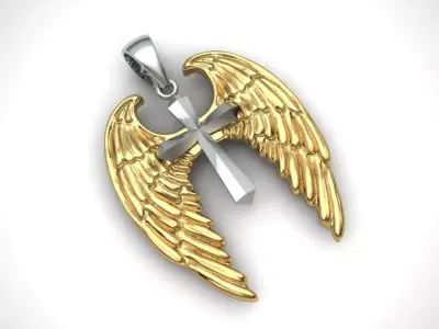 Angels Cross Jewelry Brand Gold 3D print model
