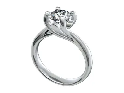 Engagement Ring Twisted Solitaire Ring STL File-CC100 3D print model