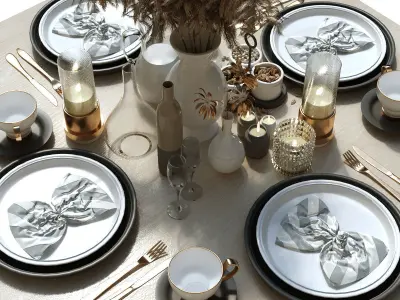 Tableware set 151 Low-poly 3D model