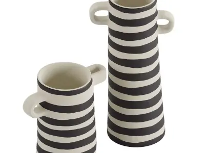 Tall Striped Ceramic Vase 3D model
