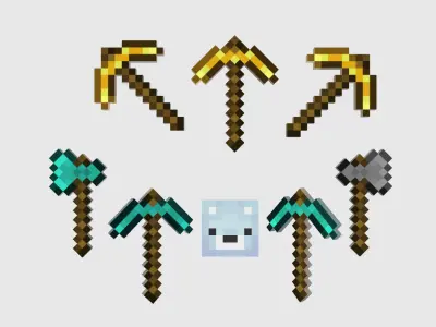 Minecraft PvP Survival Tools Low-poly 3D model