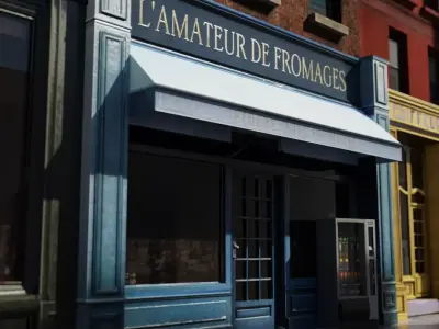 Paris Old Shop Facade-1 Low-poly 3D model