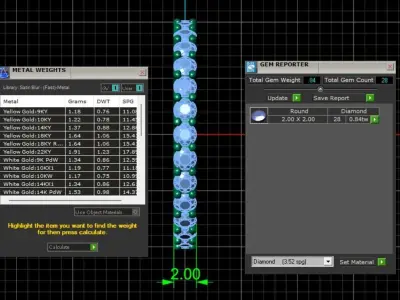 U Shaped Eternity Ring 2mm stone size swiss 10 and EU50 3D print model