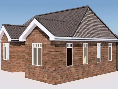 Bungalow house with doors and windows Free 3D model