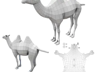 32 Animals Base Meshes Low-poly 3D model