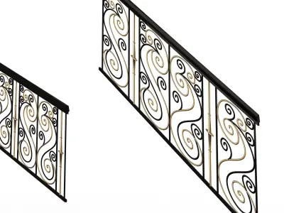 Forging Iron Forged Balcony Railing 04 Low-poly 3D model