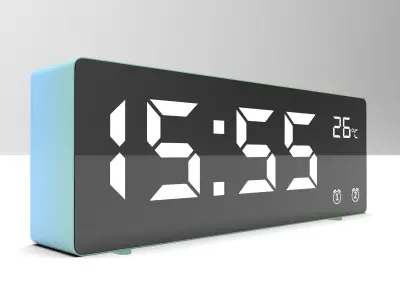 CLOCK BLUEGREEN WHITE Low-poly 3D model