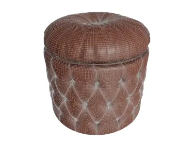 Round Tufted Ottoman with Storage 3D model