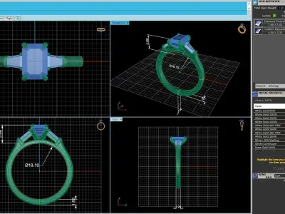 Three-stone Diamond Ring R3 3D print model