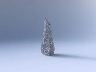 Vase puffy tipped triangle with dense twisted organic lattice 3 3D print model