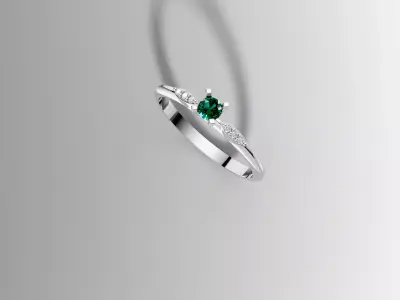 Luxury Solitaire Ring with Side Stones 3D print model