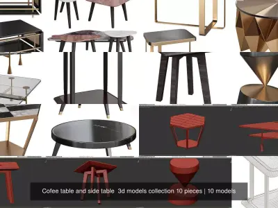 Cofee table and side table  3d models collection 10 pieces