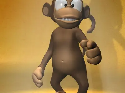 Cartoon monkey RIGGED Low-poly 3D model