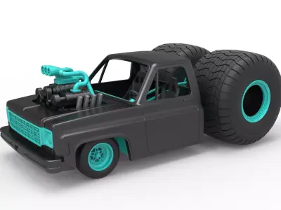 Concept dragster truck Scale 1 to 25 3D print model