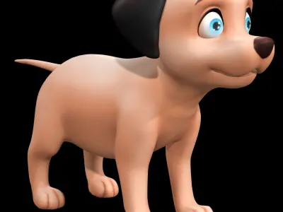 Cartoon Cute Puppy Dog  Low-poly 3D model