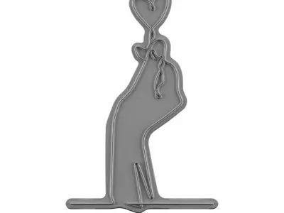 Finger Heart Neon Sign 3D model