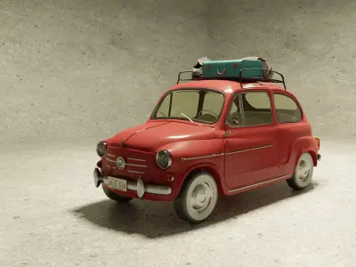 FIAT 600 Classic 3D model with basic interior detail 3D model