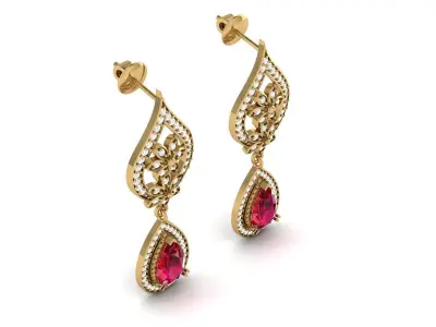 Solitaire Pear Stone Earring 3D print model