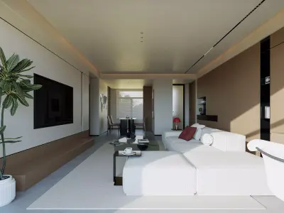 modern living room dining room interior scenes  3D model