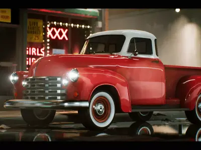 Classic Pickup Truck Driveable Functional Low-poly 3D model