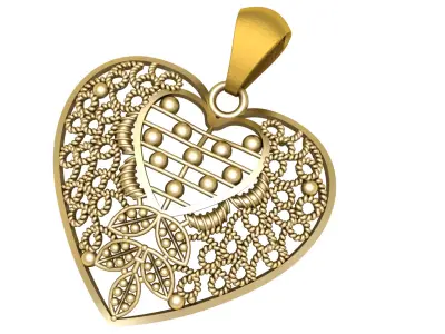 PRECIOUS DESIGN HEART PENDANT 3D PRINTABLE MODEL 3D print model