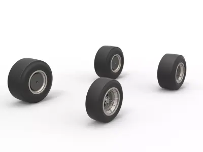 Wheel set of Vintage Asphalt Supermodified V2 Scale 1 to 25 3D print model