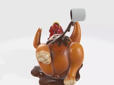 Funny Turkey Pouring Gravy 3D Print Model 3D print model