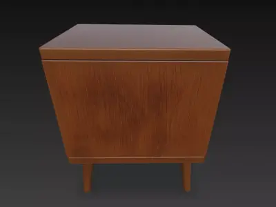 Wooden Bedside Table Low-poly 3D model