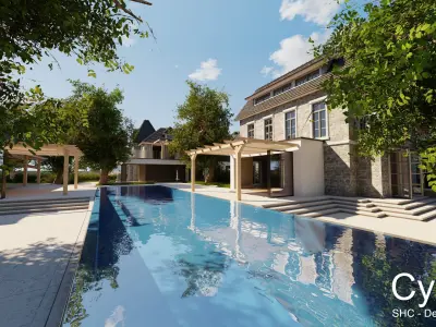 Large Mansion 2021 Blender Eevee and Cycles 1 without furniture Low-poly 3D model