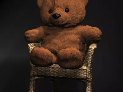 Teddy Bear on chair 3D model