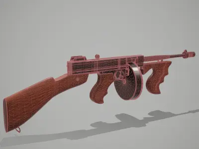 Thompson submachine gun Low-poly 3D model