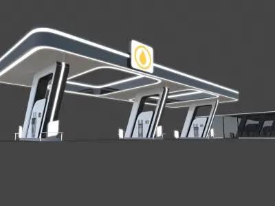 Futuristic Gas Station 3D model