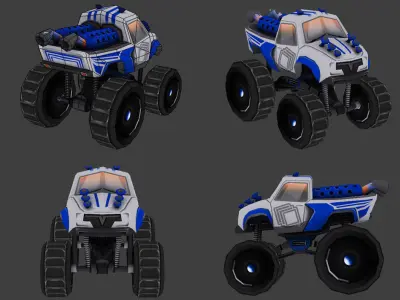 Cartoon Monstercar Pack Low-poly 3D model